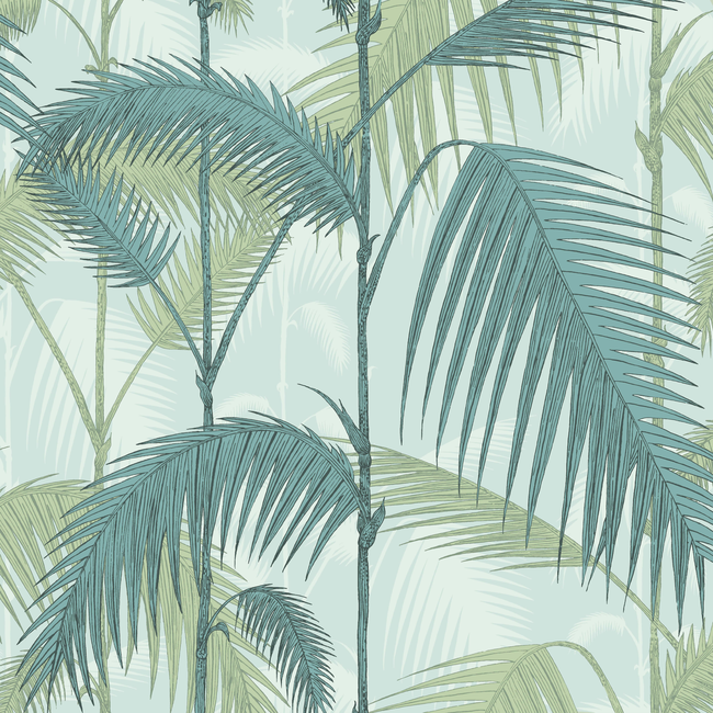 cole & son - palm jungle - print room blue/mint - 112/1001.cs.0