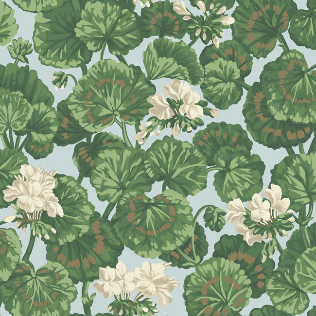 cole & son - geranium - white & sage on seafoam - 117/11035.cs.0