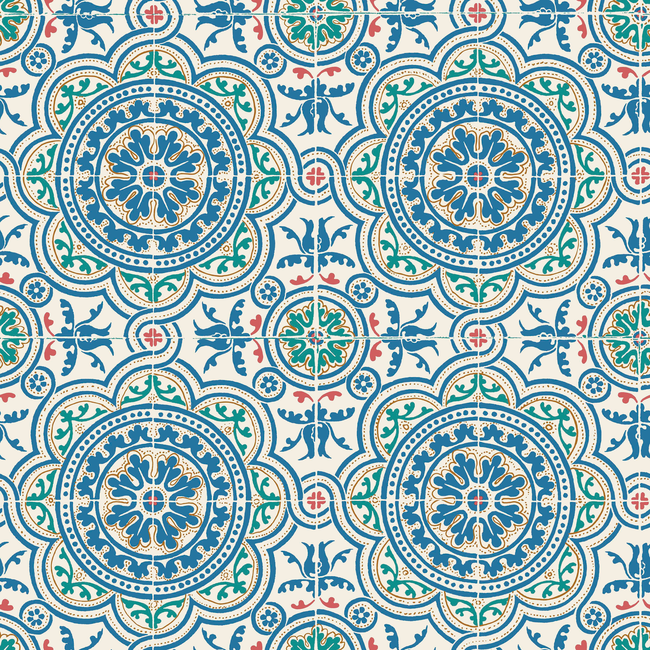 cole & son - piccadilly - denim & rouge on chalk - 117/8024.cs.0