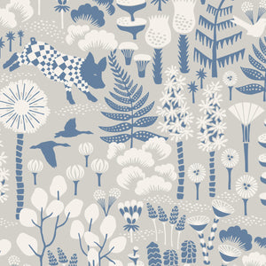 schumacher - hoppmosse - dove and blue - 1454 - wallpaper