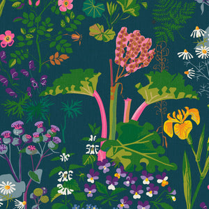 schumacher - rabarber - charcoal multi - 1791 - wallpaper