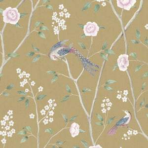schumacher - paradise birds - gold - 1902 - wallpaper