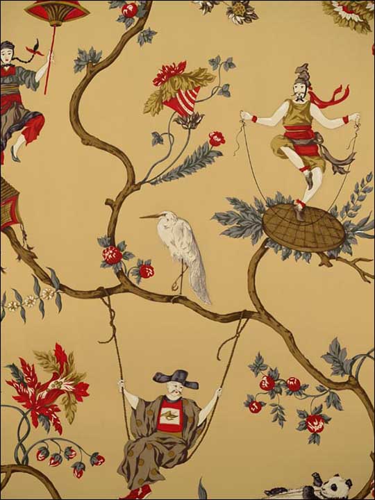 scalamandre sc0004wp81605 ming circus multi on tea wallpaper