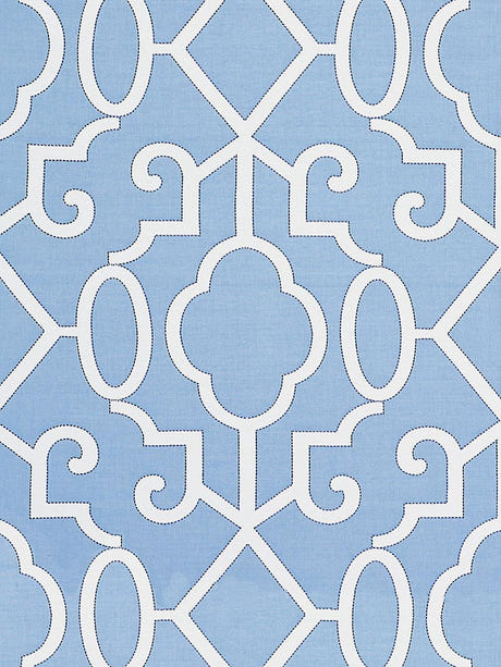 scalamandre ming fretwork delft fabric - scala 27012-006