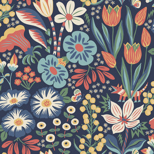 schumacher - tradgarden - midnight multi - 2095 - wallpaper