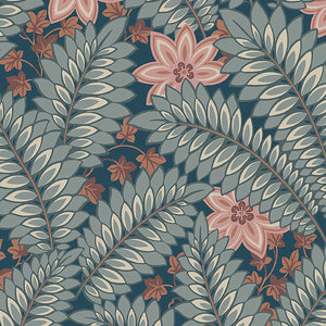schumacher - hidden ivy - blue - 2251 - wallpaper