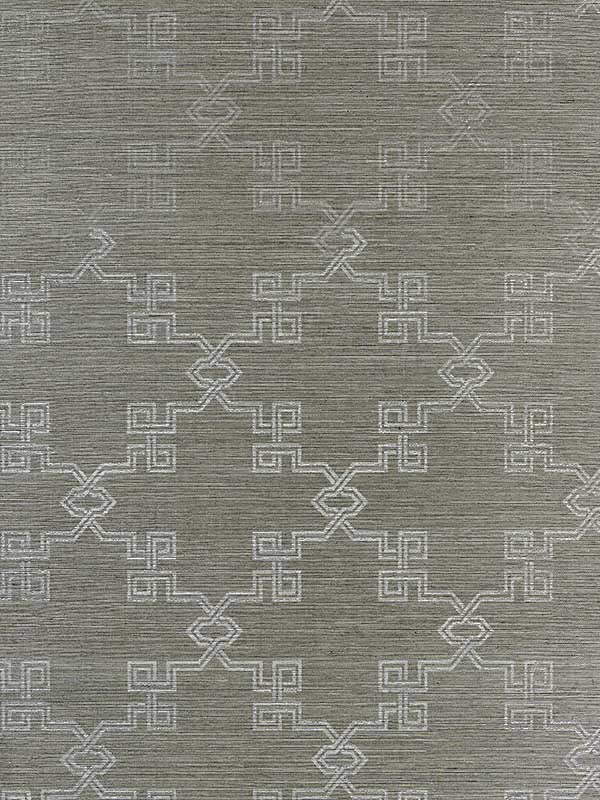 scalamandre sc0004wp88374 suzhou lattice sisal silver on pewter wallpaper
