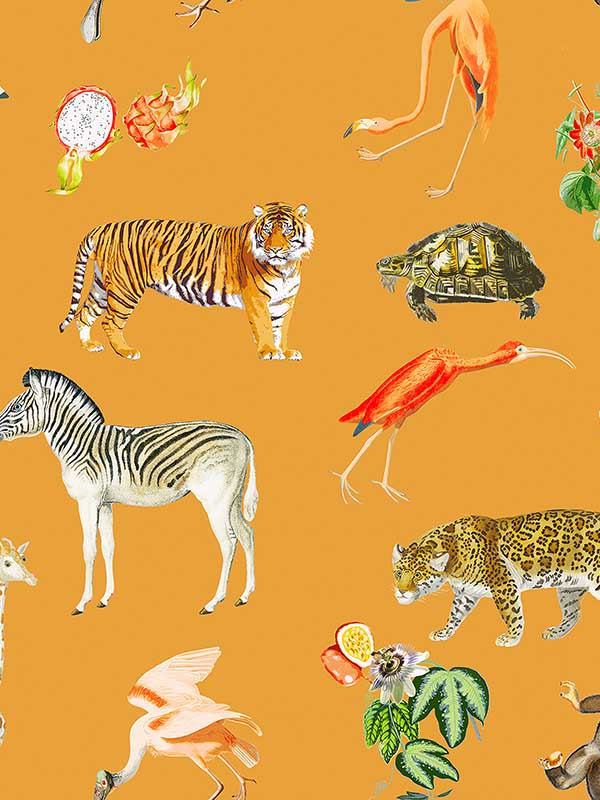 scalamandre wnm0003exot exotix tangerine wallpaper