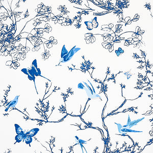 schumacher - birds & butterflies - porcelain - 2704421 - wallpaper