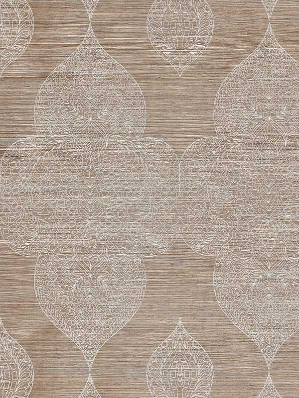 scalamandre sc0002wp88555 taj embroidered sisal nutmeg wallpaper