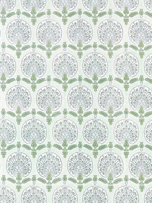 scalamandre sc0003wp88560 karanfil block print green tea wallpaper