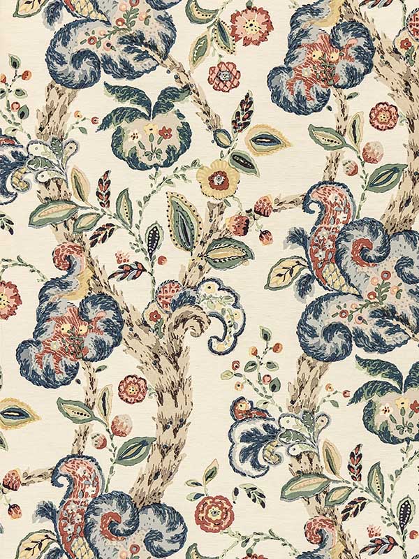 scalamandre sc0004wp88589 cumbria multi on cream wallpaper