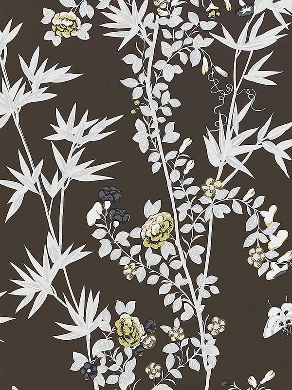 scalamandre sc0005wp88375 jardin de chine espresso wallpaper