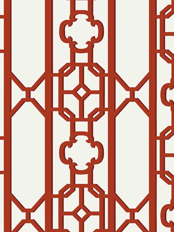 scalamandre sc0006wp88582d joanna fret lacquer red wallpaper