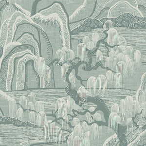 schumacher - indigo garden - mineral - 3131 - wallpaper