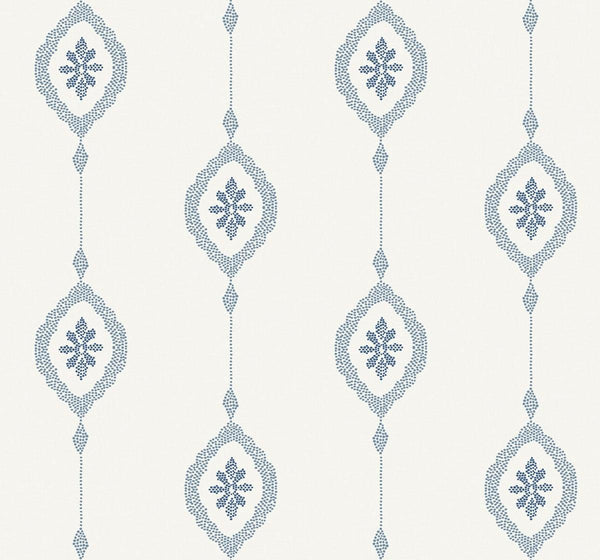 seabrook sand dollar stripe coastal blue wallpaper