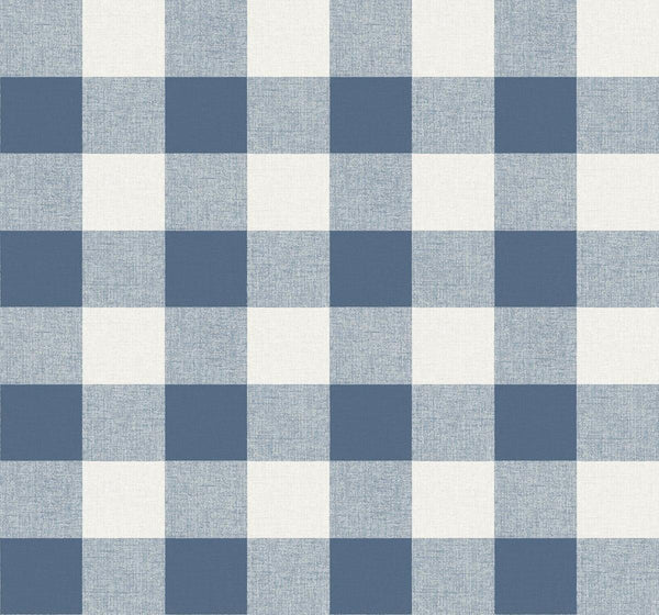 seabrook picnic plaid coastal blue wallpaper