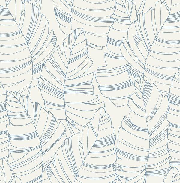seabrook jungle leaves carolina blue wallpaper