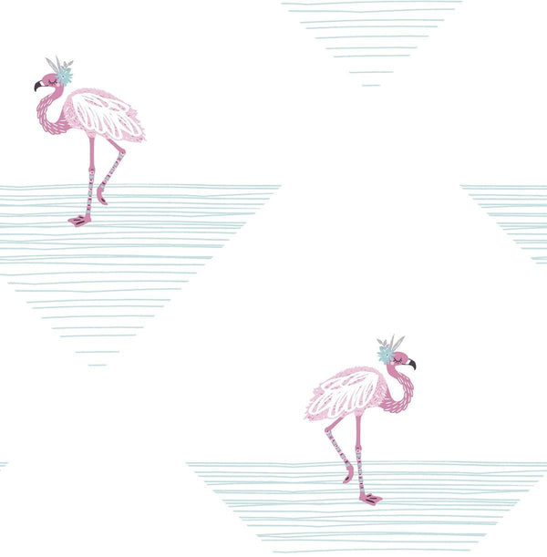 seabrook dancing flamingo fuchsia and teal wallpaper
