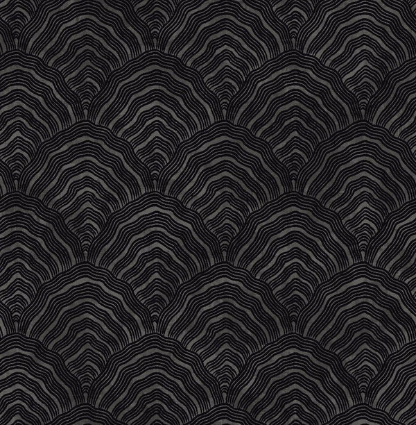 seabrook confucius scallop ebony and metallic mocha wallpaper