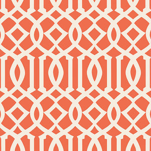 schumacher - imperial trellis ii - ivory / mandarin - 5005800 - wallpaper