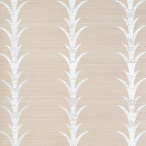 schumacher - acanthus stripe sisal - fog & chalk - 5006052 - wallpaper