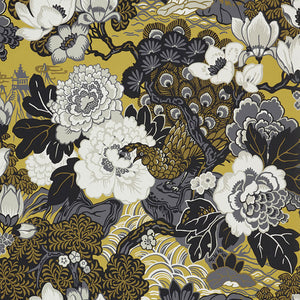 schumacher - shanghai peacock - brass - 5006991 - wallpaper