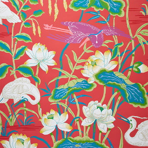 schumacher - lotus garden - red - 5008434 - wallpaper
