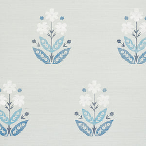 schumacher - floweret sisal - blues - 5008910 - wallpaper