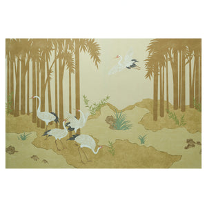 schumacher - yashinoki crane panel set - gold - 5011700 - wallpaper