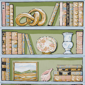 schumacher - natalie's library - celadon - 5014730 - wallpaper