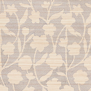 schumacher - kantha embroidered flower sisal - carbon - 5015180 - wallpaper