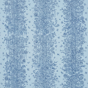 schumacher - edward steed's towers of flowers - sky blue & navy - 5016142 - wallpaper