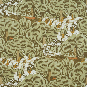 schumacher - margaret schloeman's fox chase - sage & soft brown - 5016152 - wallpaper