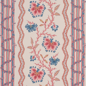 schumacher - parvati floral stripe - vermillion - 5017331 - wallpaper