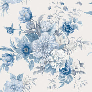 schumacher - floral charm - blue and white - 6140 - wallpaper