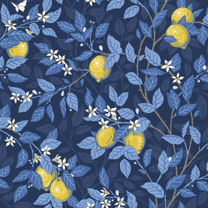 schumacher - citrontrad - midnight and yellow - 6151 - wallpaper