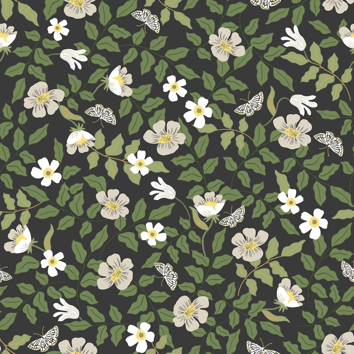 rifle paper co. primrose peel and stick off white/black wallpaper