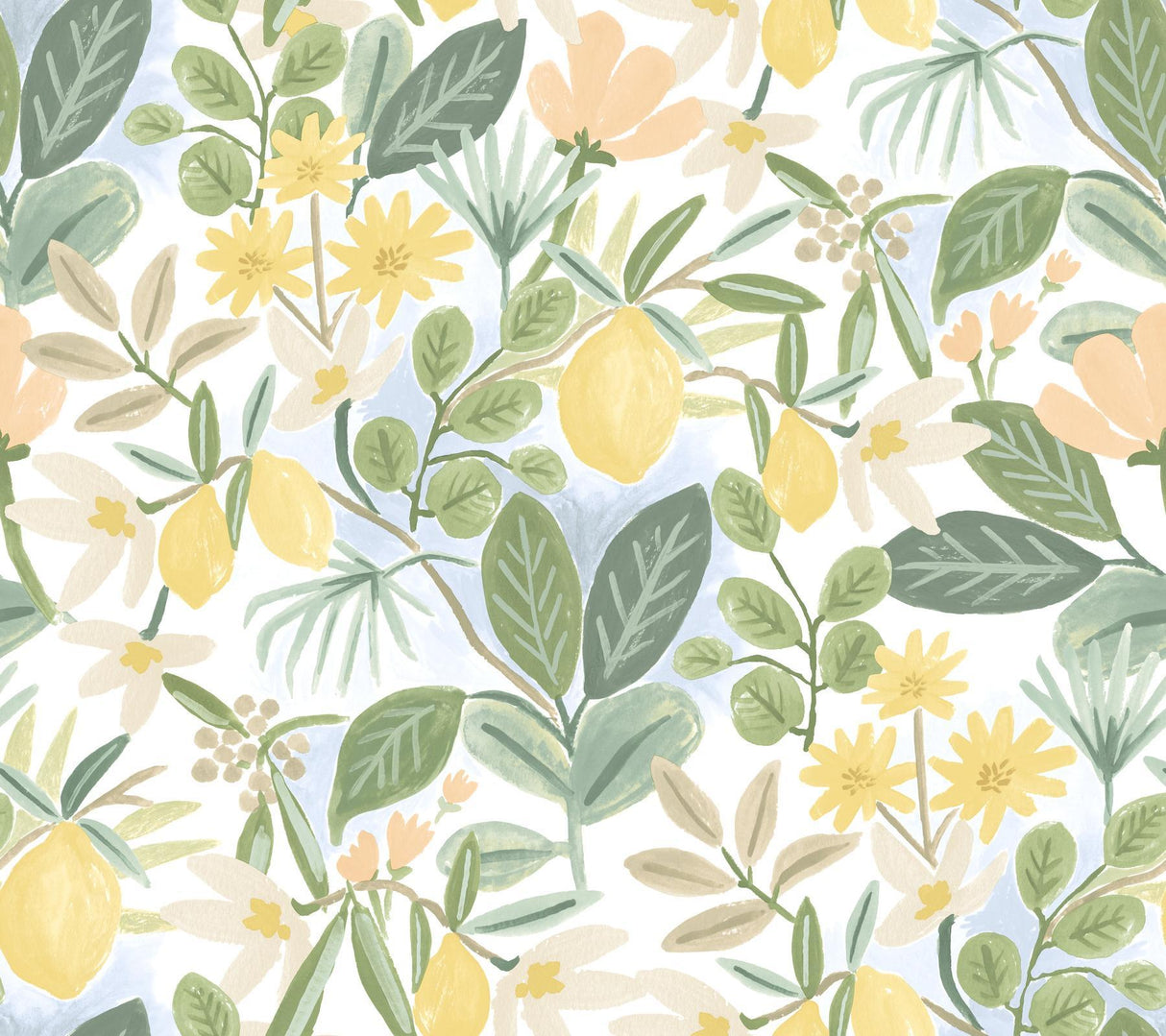 rifle paper co. amalfi peel and stick pink/green wallpaper