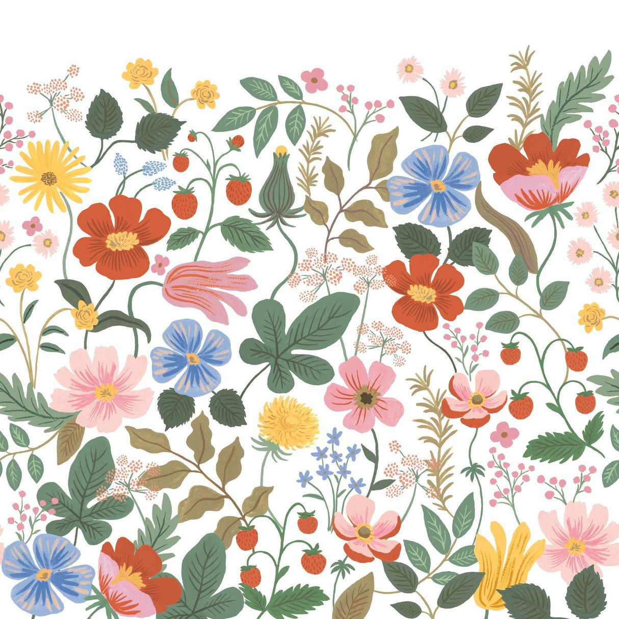 rifle paper co. strawberry fields wall white/green mural