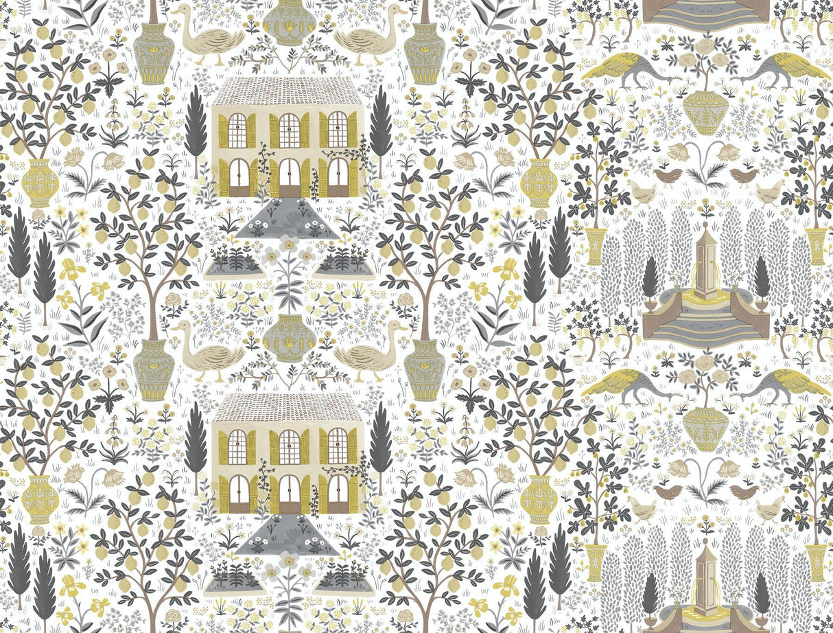 rifle paper co. camont linen/gold wallpaper