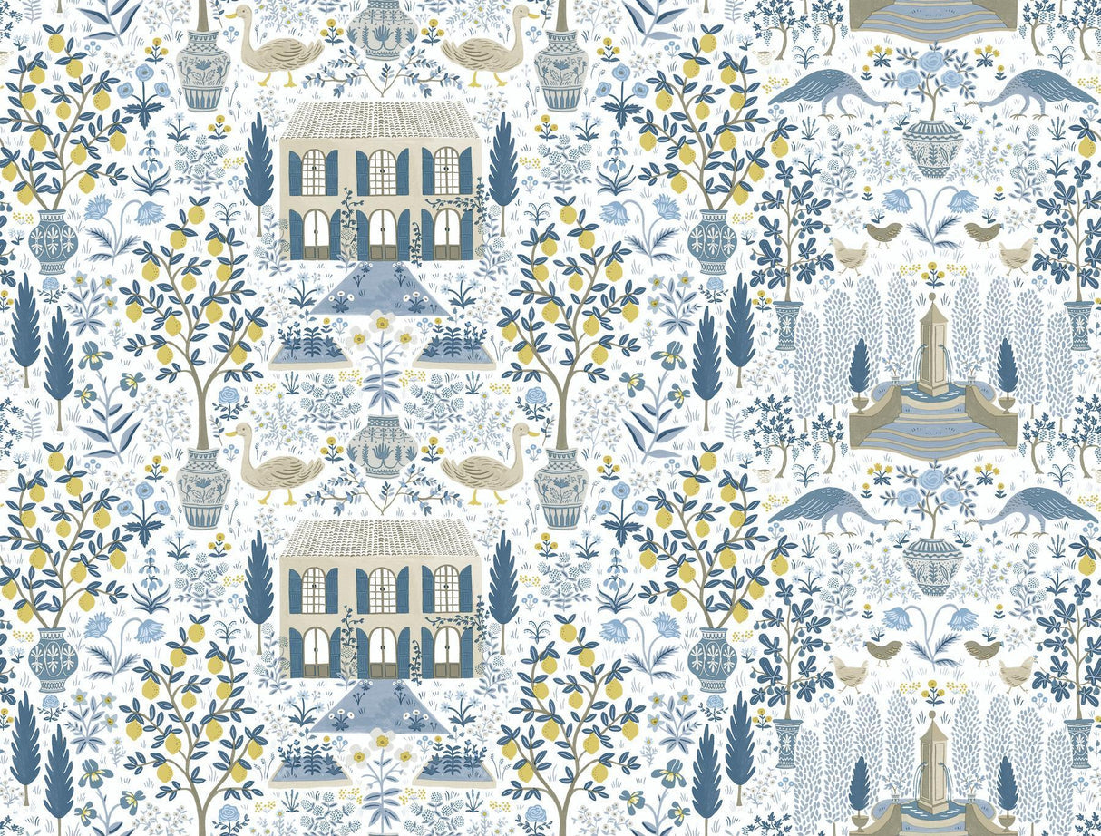rifle paper co. camont indigo wallpaper