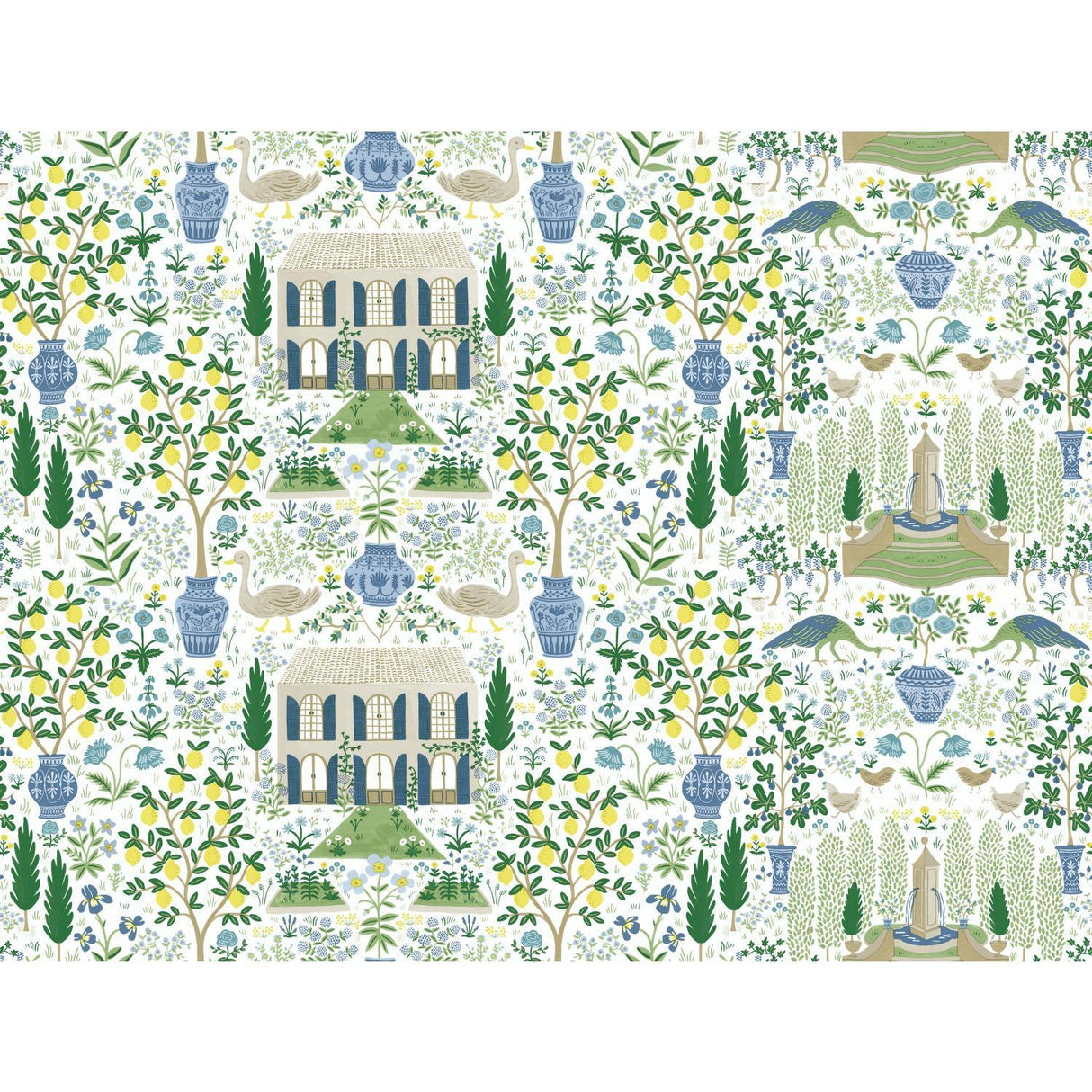 rifle paper co. camont blue/green wallpaper