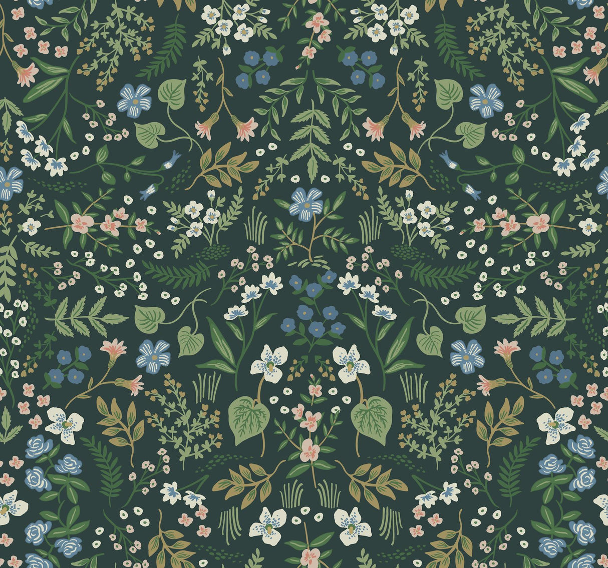 rifle paper co. wildwood hunter green wallpaper