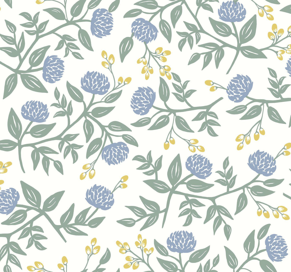 rifle paper co. peonies periwinkle/sage wallpaper