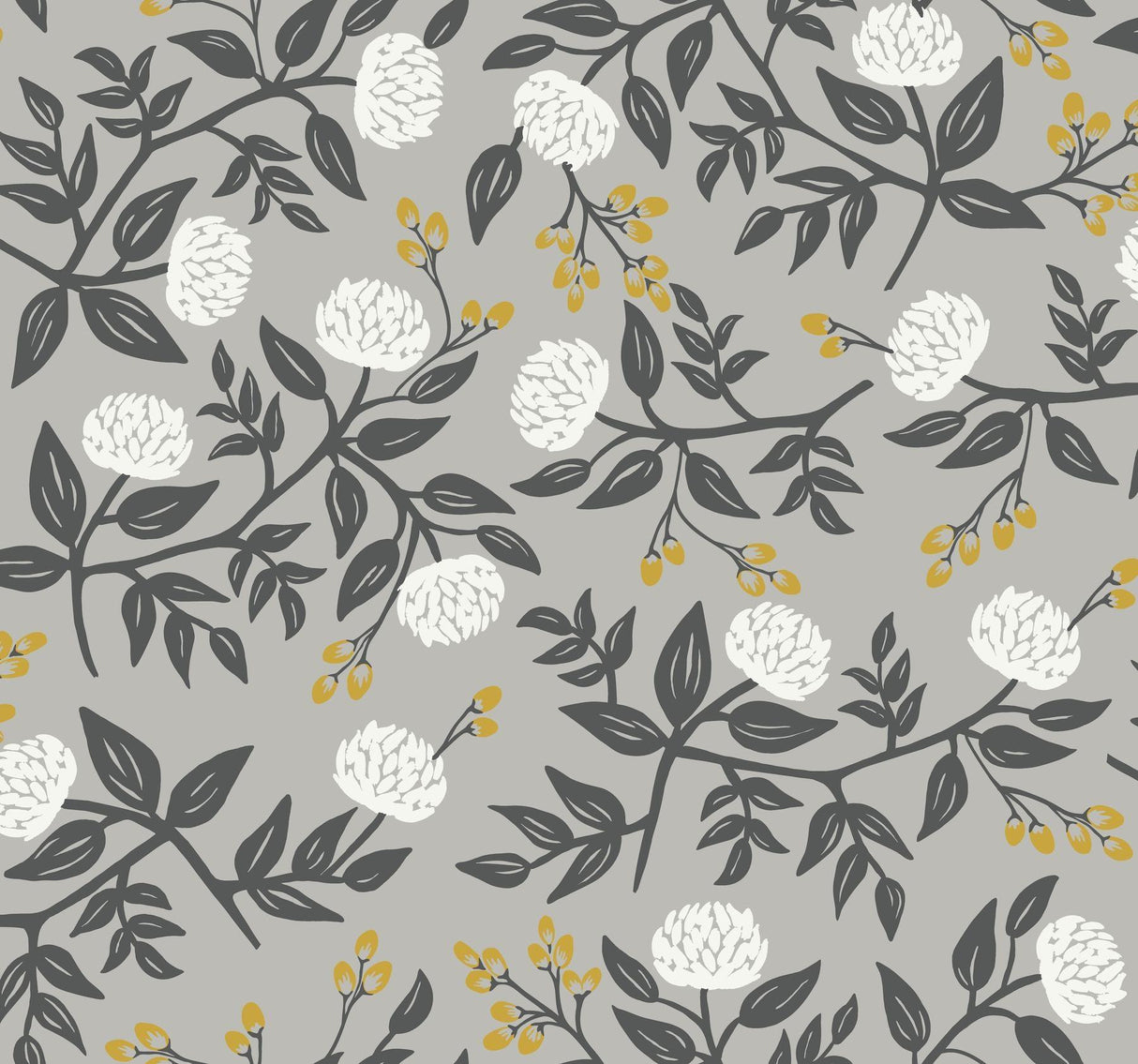 rifle paper co. peonies gray wallpaper