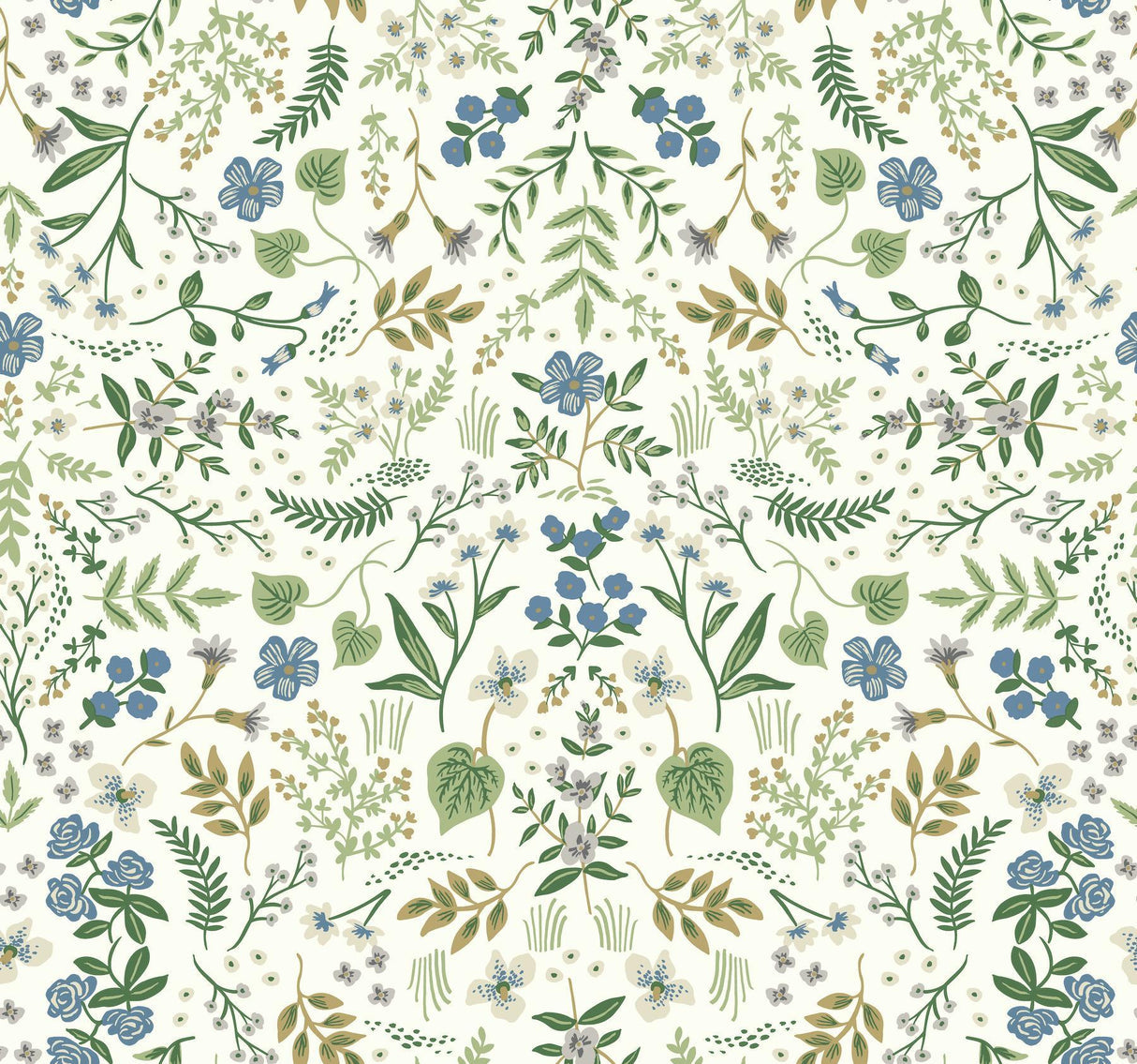 rifle paper co. wildwood blue/green wallpaper