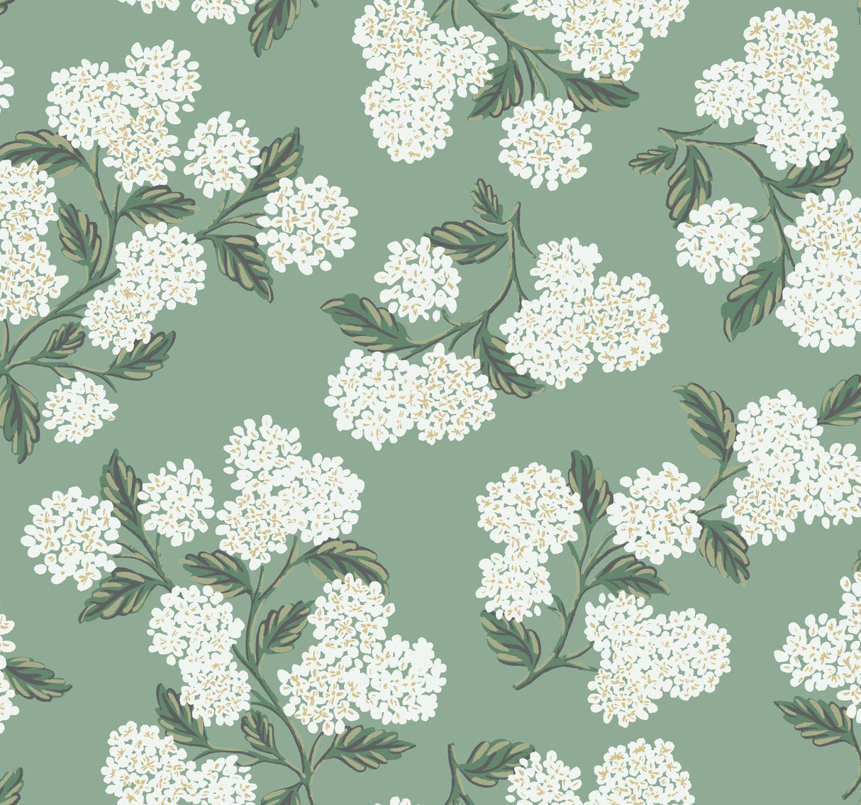 rifle paper co. hydrangea jade wallpaper