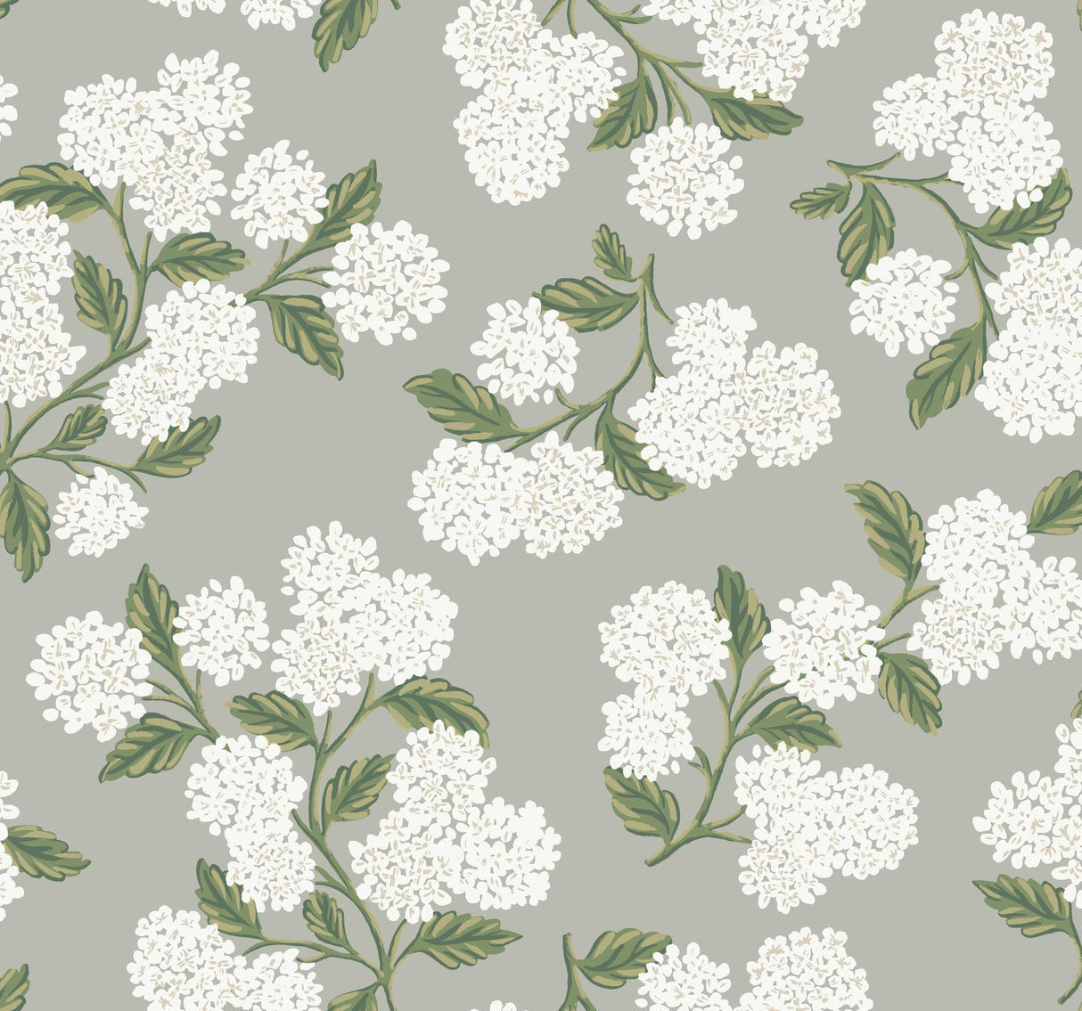rifle paper co. hydrangea gray wallpaper