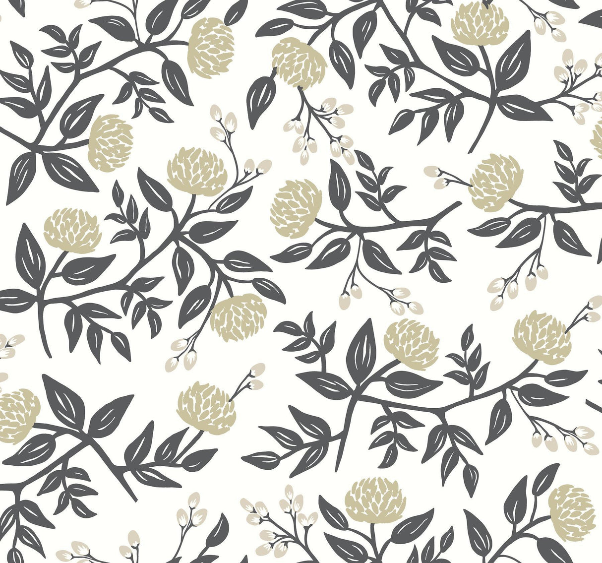 rifle paper co. peonies white/black wallpaper